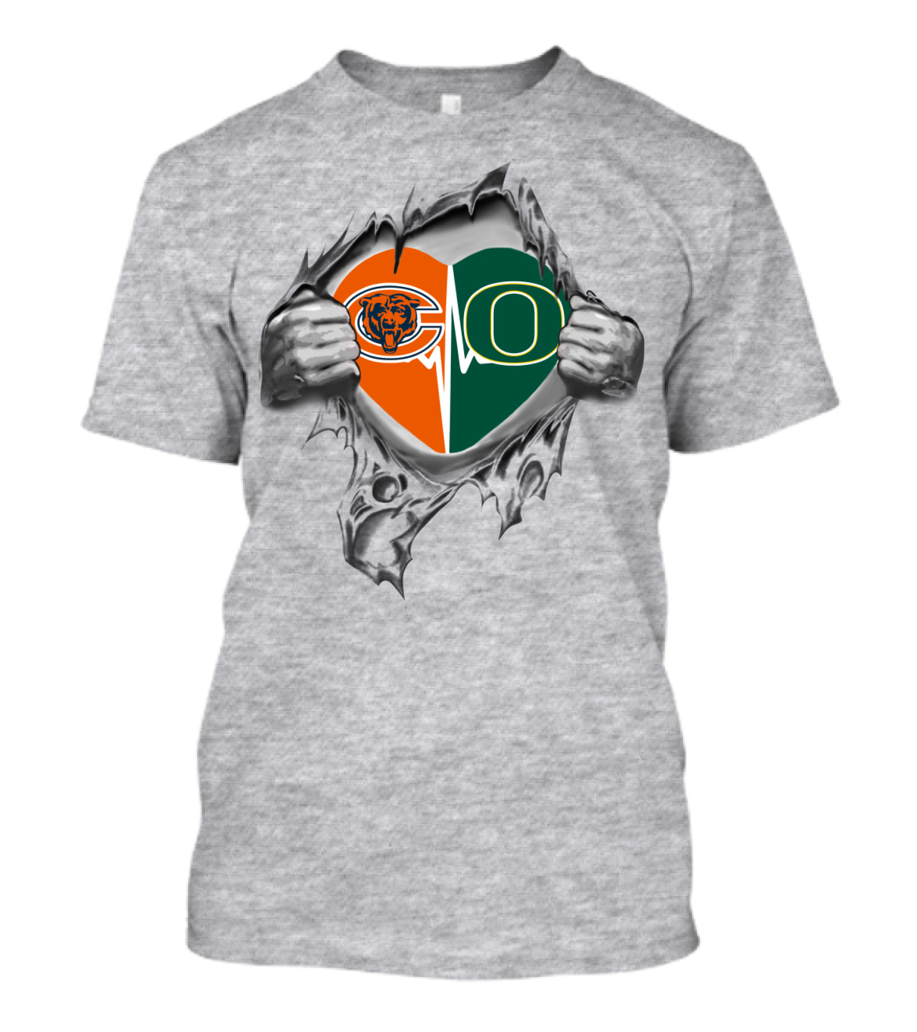 Chicago Bears Oregon Ducks Heart Inside My Chest T-Shirt