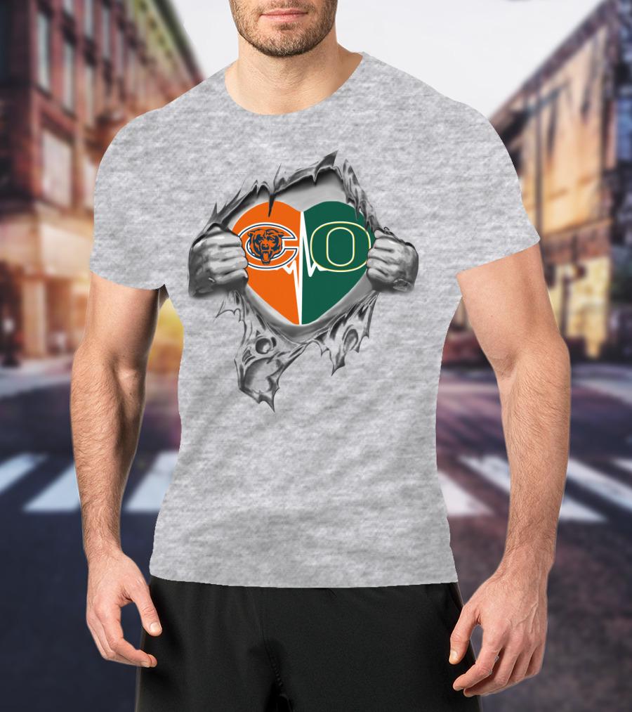 Chicago Bears Oregon Ducks Heart Inside My Chest T-Shirt