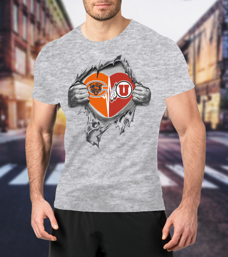 Bears Utah Utes Heart Tear Dual T-Shirt