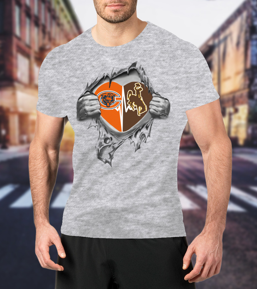 Bears Cowboys Heart Logo Tearing Open T-Shirt
