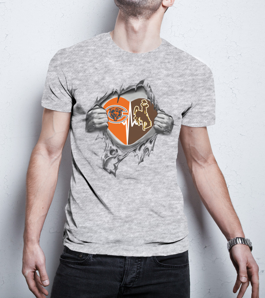 Bears Cowboys Heart Logo Tearing Open T-Shirt