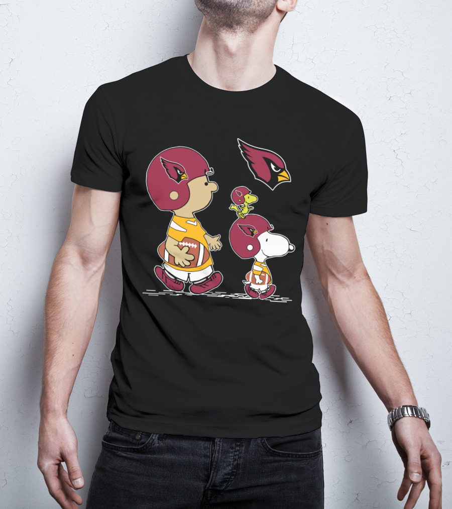 Cardinals Snoopy Woodstock Football Charlie Brown Peanuts Helmet T-Shirt