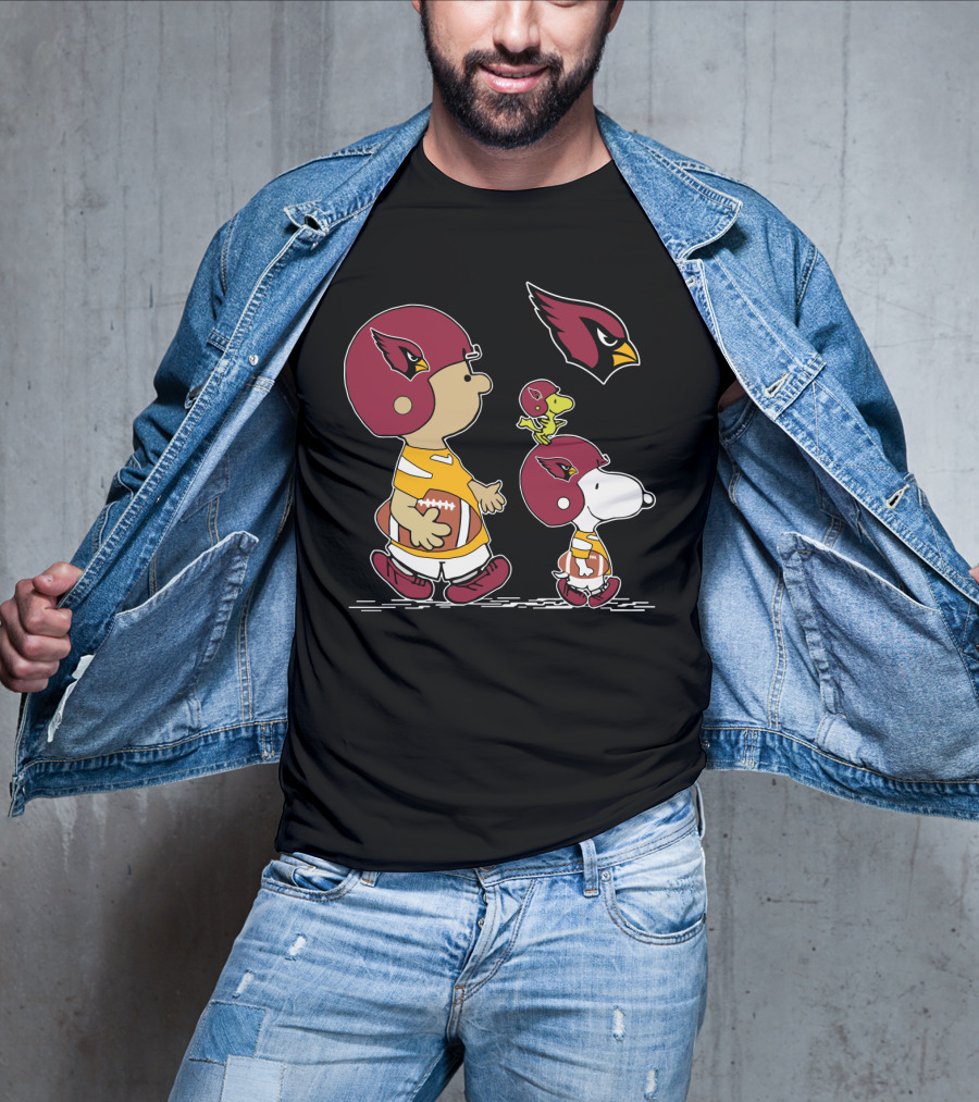 Cardinals Snoopy Woodstock Football Charlie Brown Peanuts Helmet T-Shirt