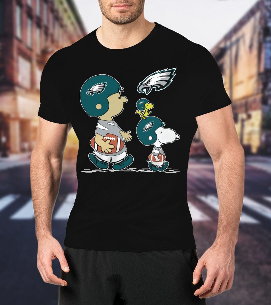 Philadelphia Eagles Snoopy Woodstock Football Helmet Adventure T-Shirt
