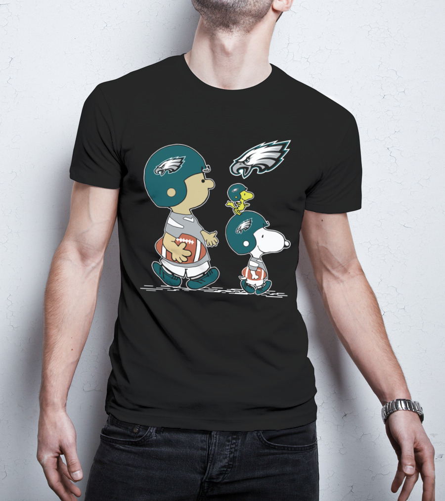 Philadelphia Eagles Snoopy Woodstock Football Helmet Adventure T-Shirt