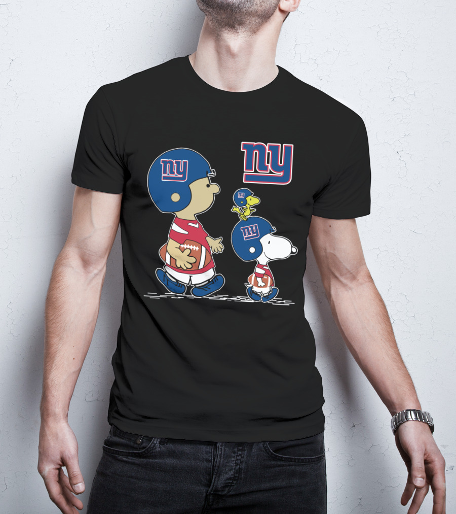 NY Giants Peanuts Snoopy And Woodstock Football T-Shirt