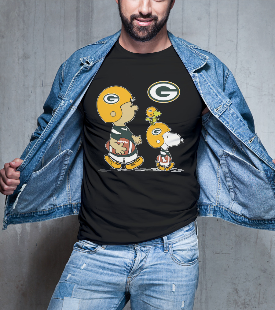 Packers Snoopy Charlie Brown Woodstock Football Helmets T-Shirt