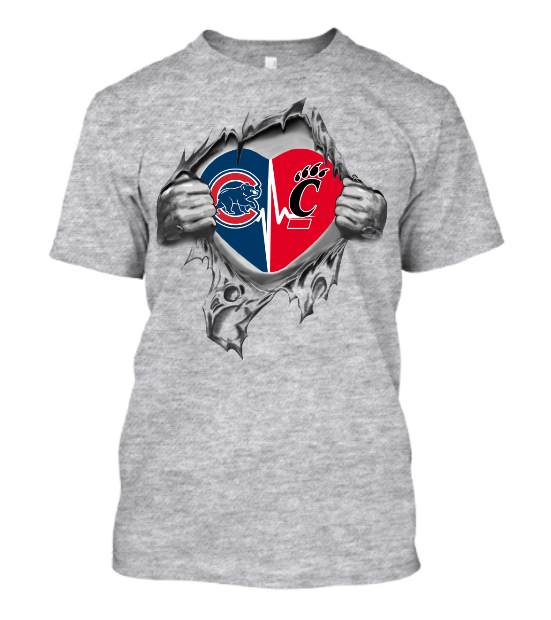 Cubs Bearcats Heartbeat Split Sports T-Shirt