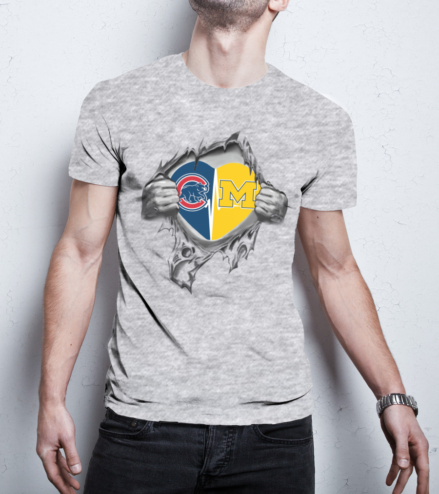 Cubs Michigan Heart Hands Ripping T-Shirt