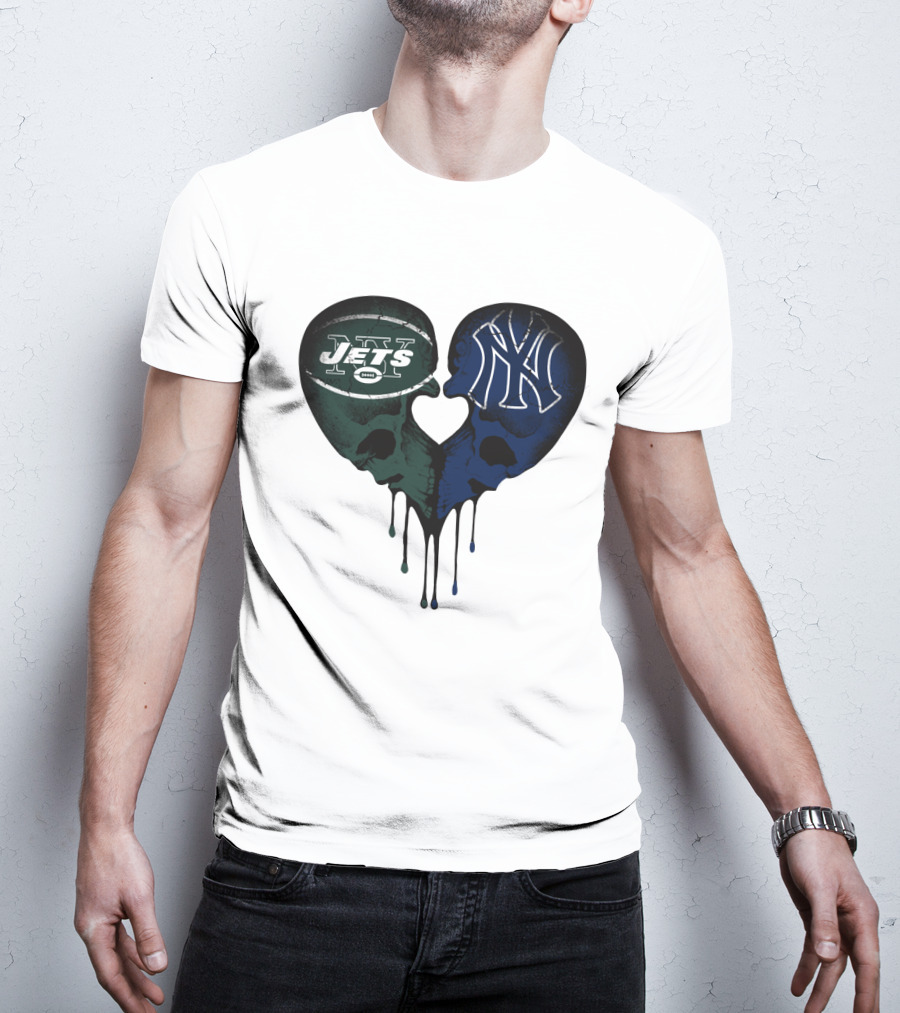 Jets Yankees Skull Heart Logo Fusion T-Shirt