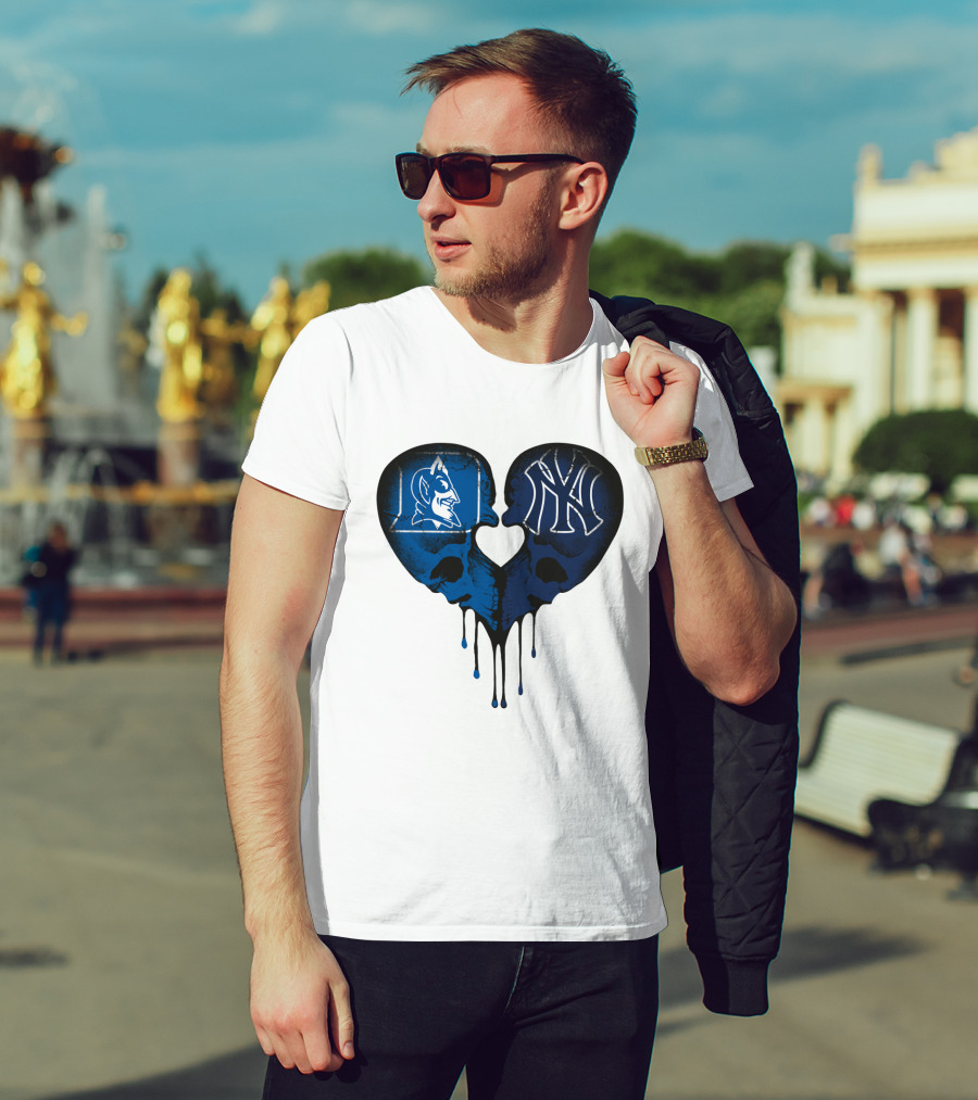 Duke Yankees Skull Heart Dripping Blue T-Shirt