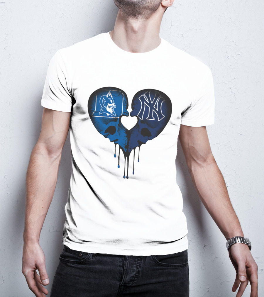 Duke Yankees Skull Heart Dripping Blue T-Shirt