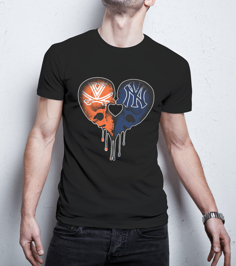 Yankees Cavaliers Skull Heart Fusion T-Shirt