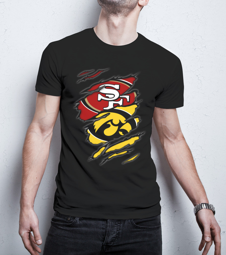 Sf 49ers Iowa Hawkeyes Torn Logo Collaboration T-Shirt