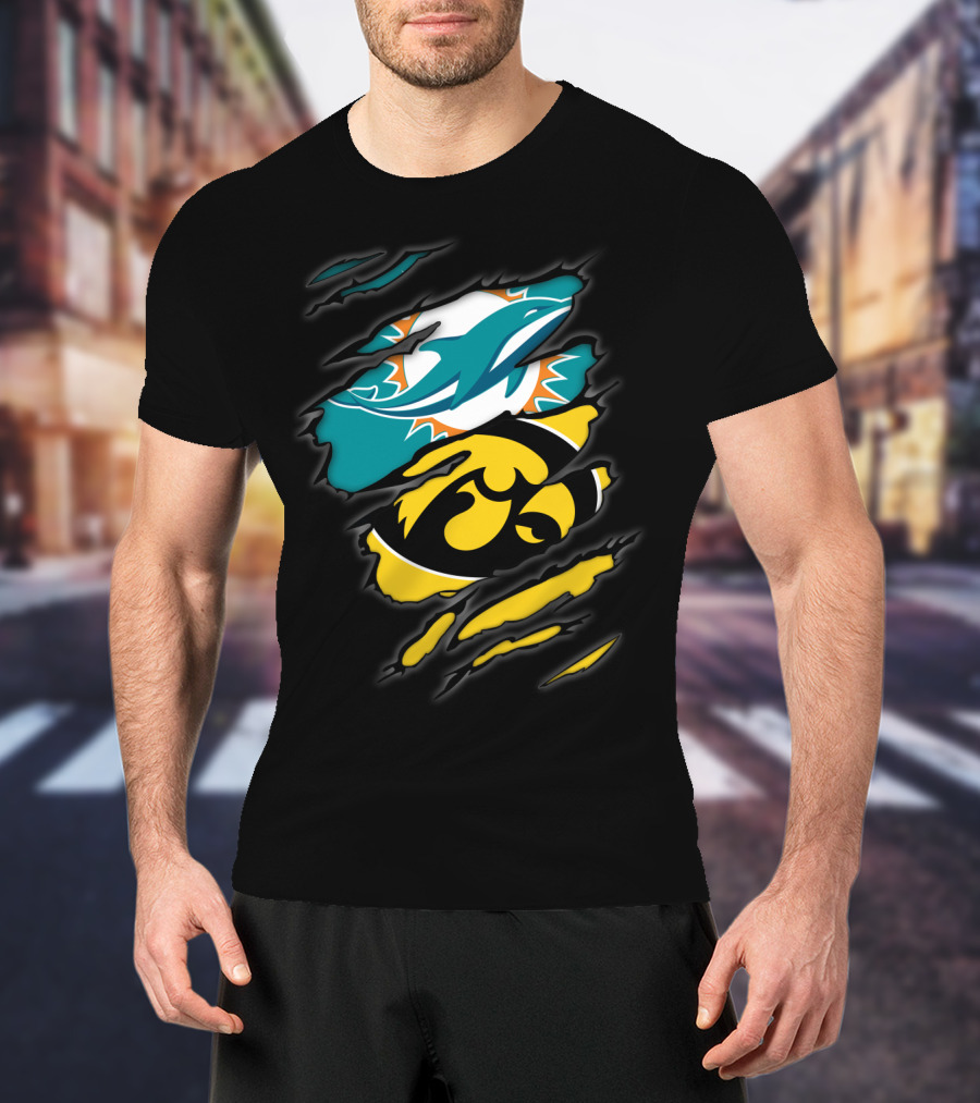 Miami Dolphins Iowa Hawkeyes Torn Claw T-Shirt