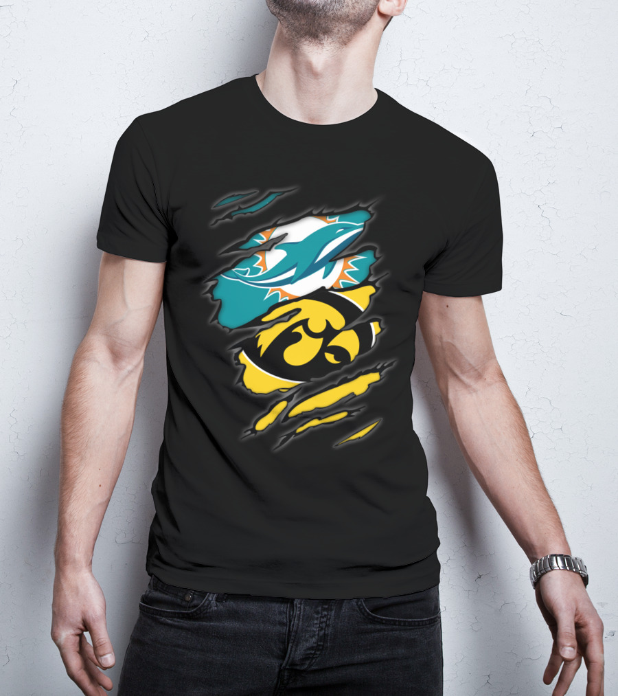Miami Dolphins Iowa Hawkeyes Torn Claw T-Shirt