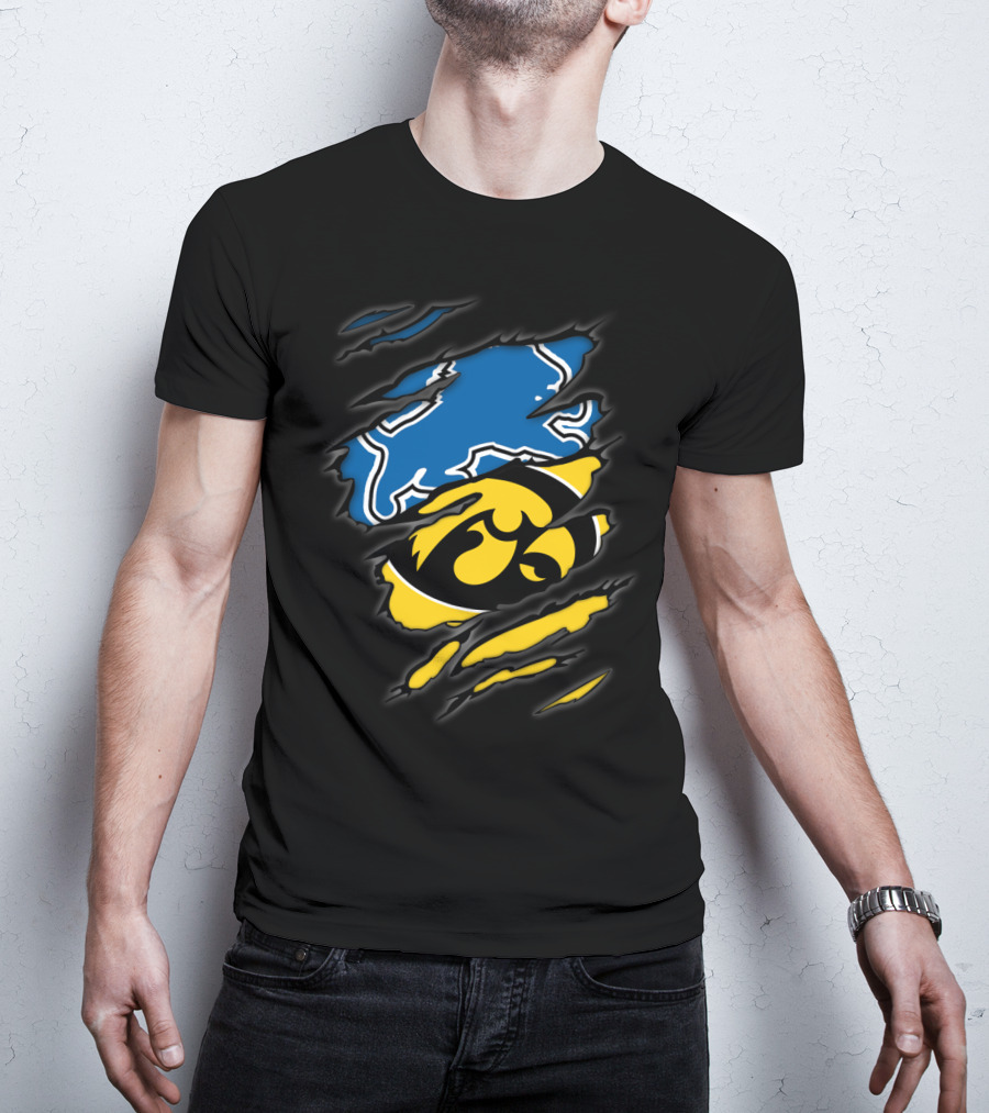 Lions Iowa Hawkeyes Tear Effect Sports Rivalry T-Shirt