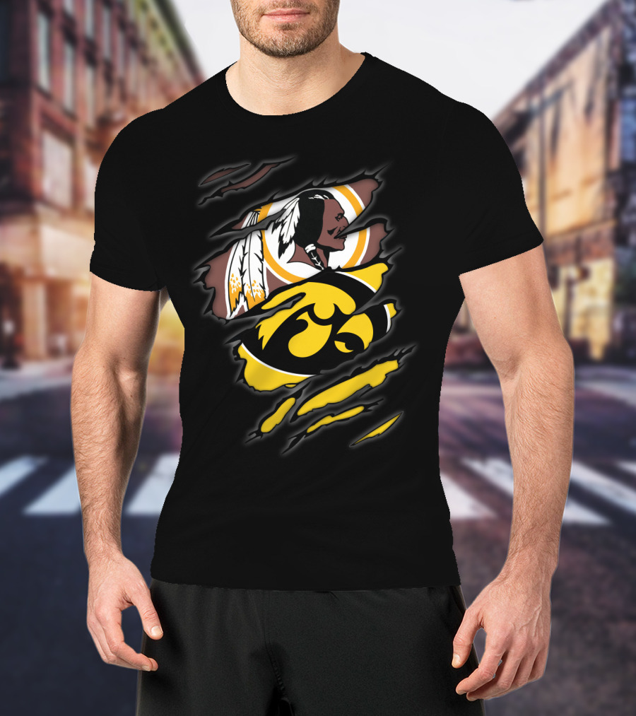 Redskins Iowa Hawkeyes Logo Mashup T-Shirt