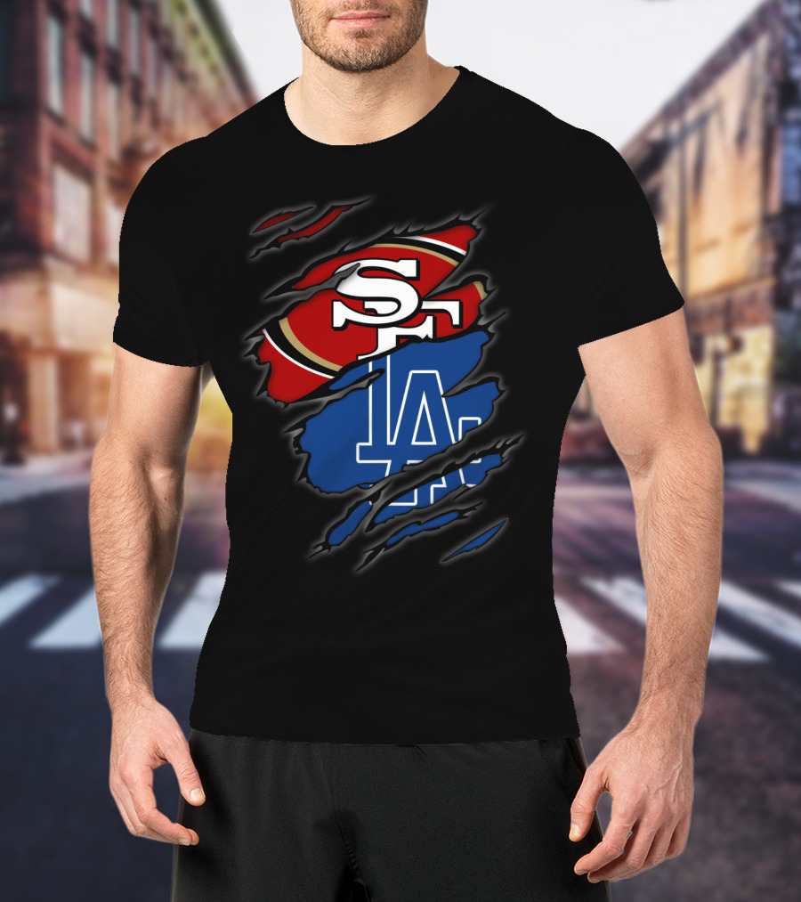 49ers SF LA Dodgers Torn T-Shirt