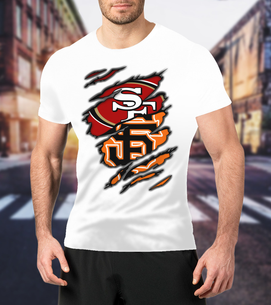 49Ers SF Giants Logos Rip T-Shirt