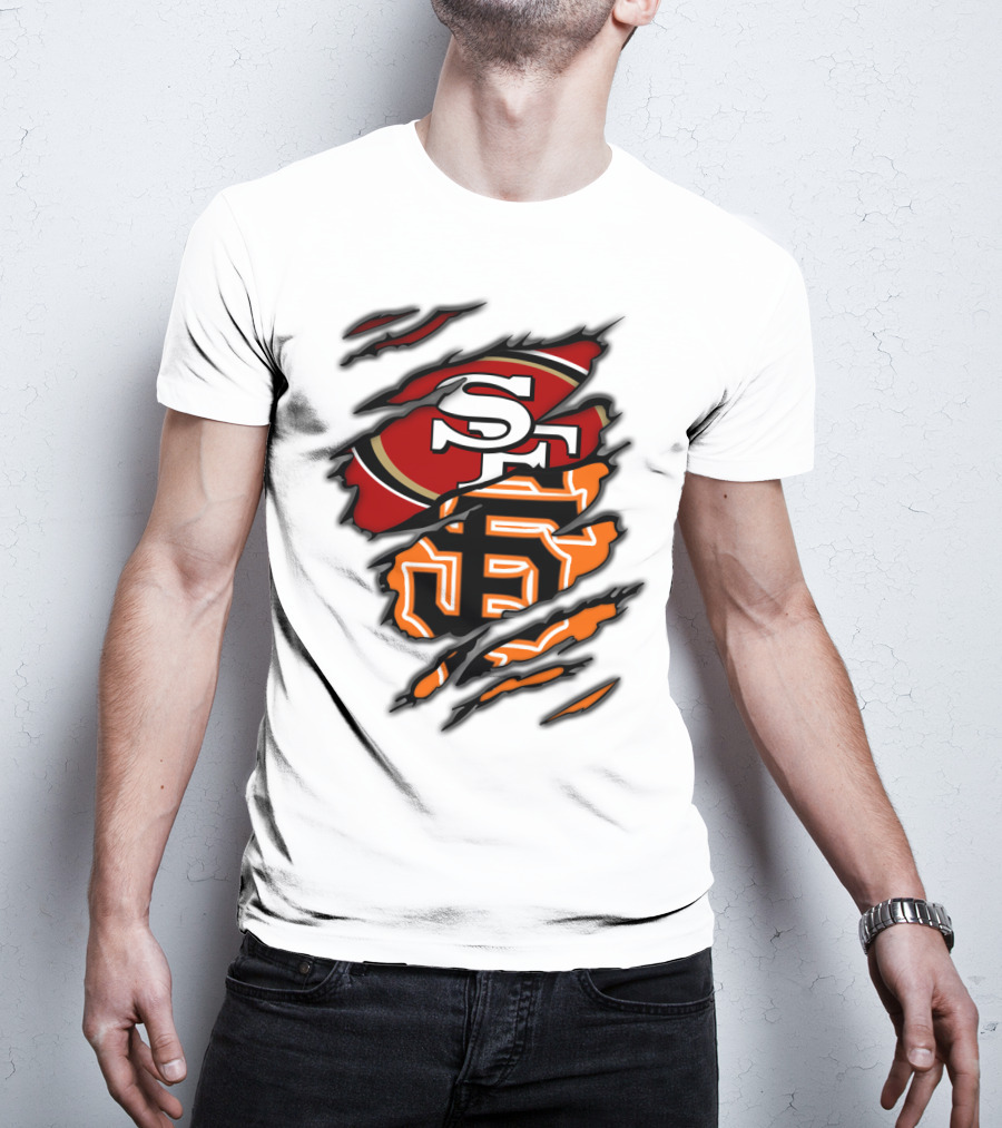 49Ers SF Giants Logos Rip T-Shirt