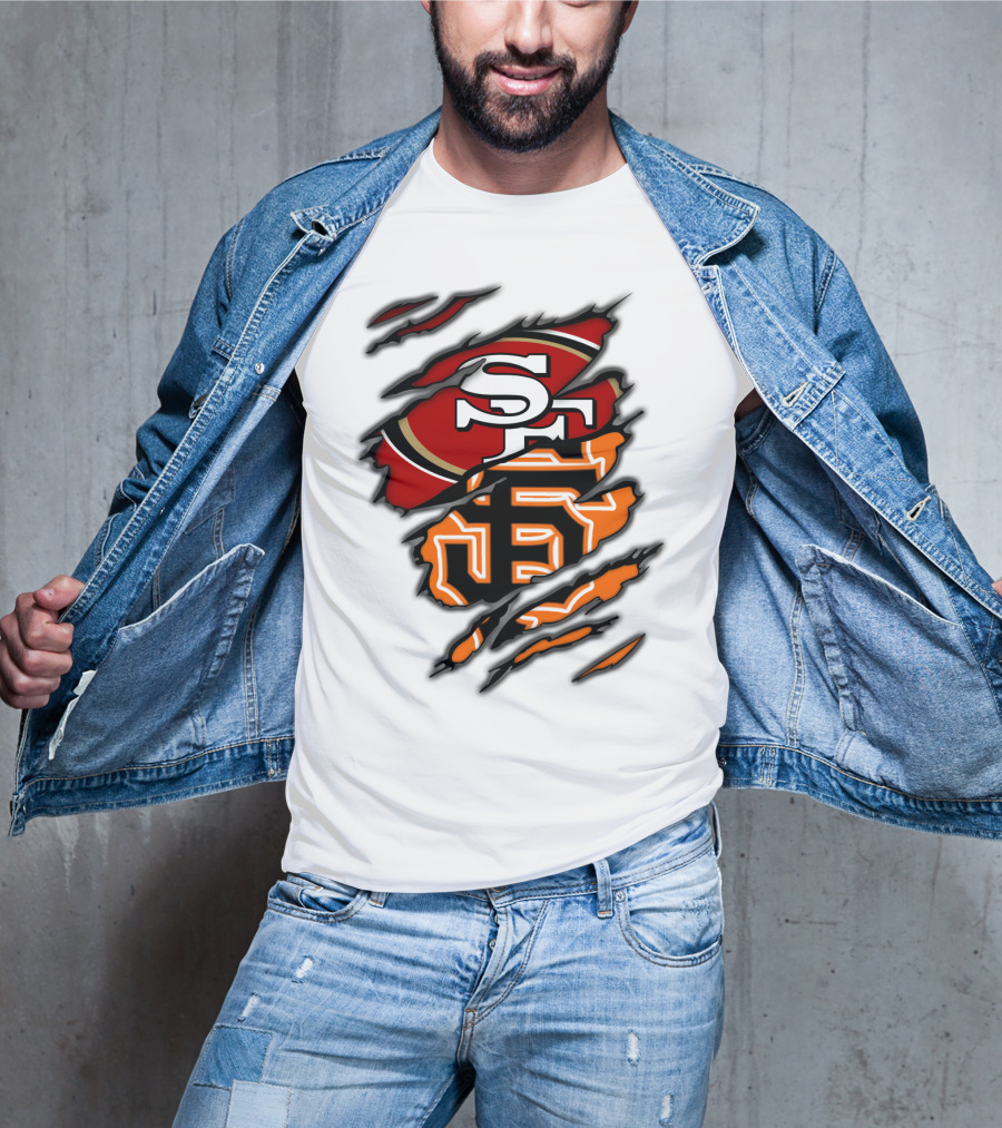 49Ers SF Giants Logos Rip T-Shirt