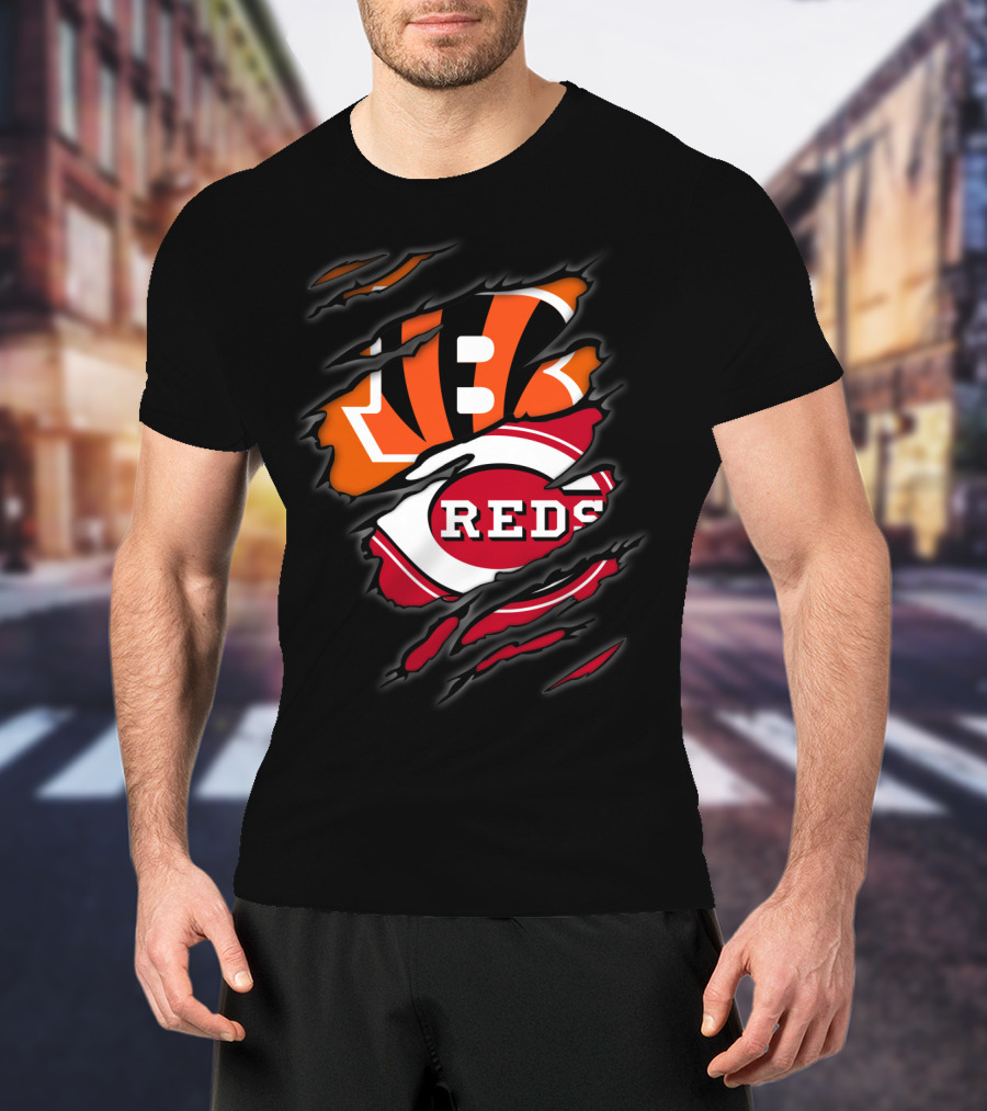 Bengals Reds Logo Ripped Claw T-Shirt
