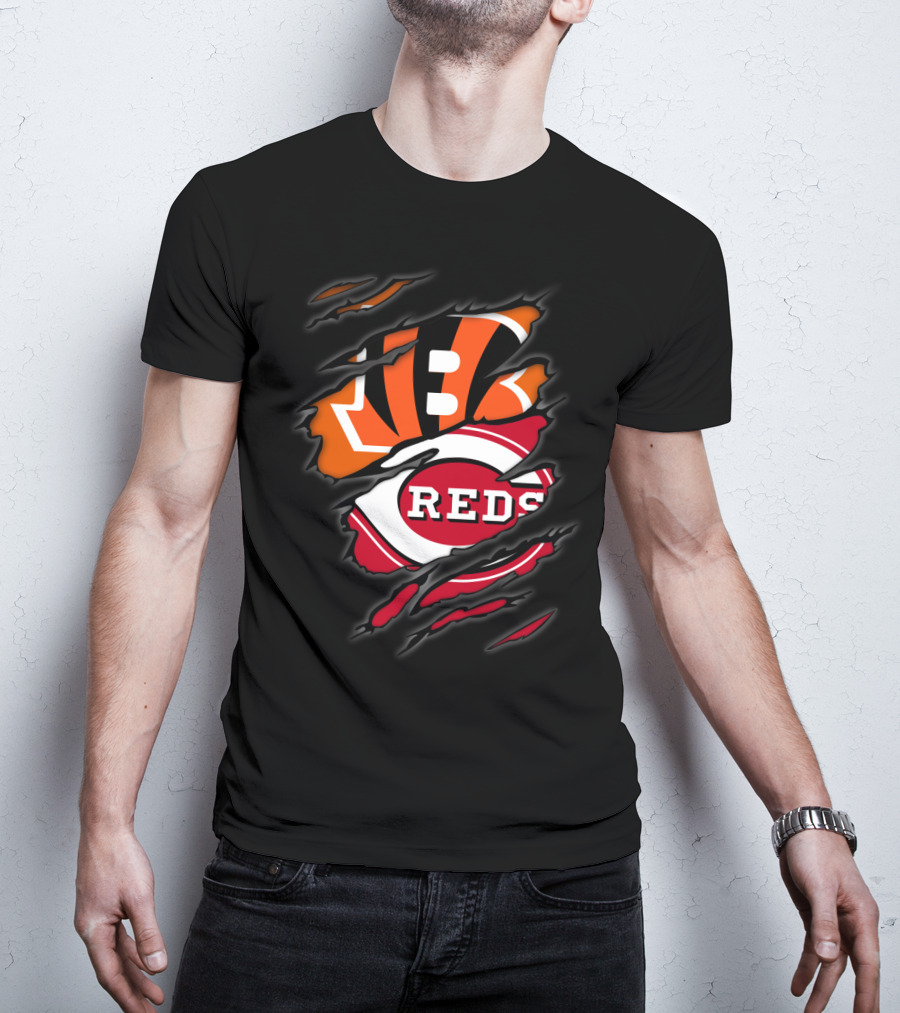 Bengals Reds Logo Ripped Claw T-Shirt