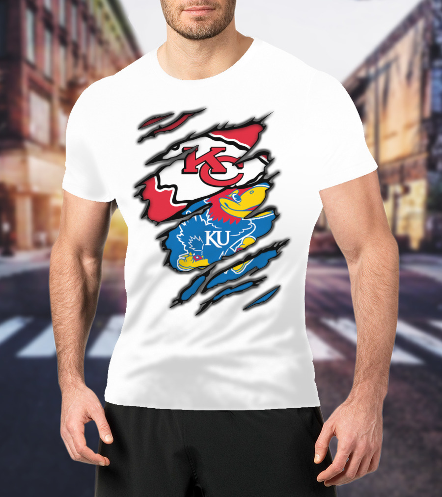 Kansas City Chiefs KU Jayhawks Logo Mashup T-Shirt