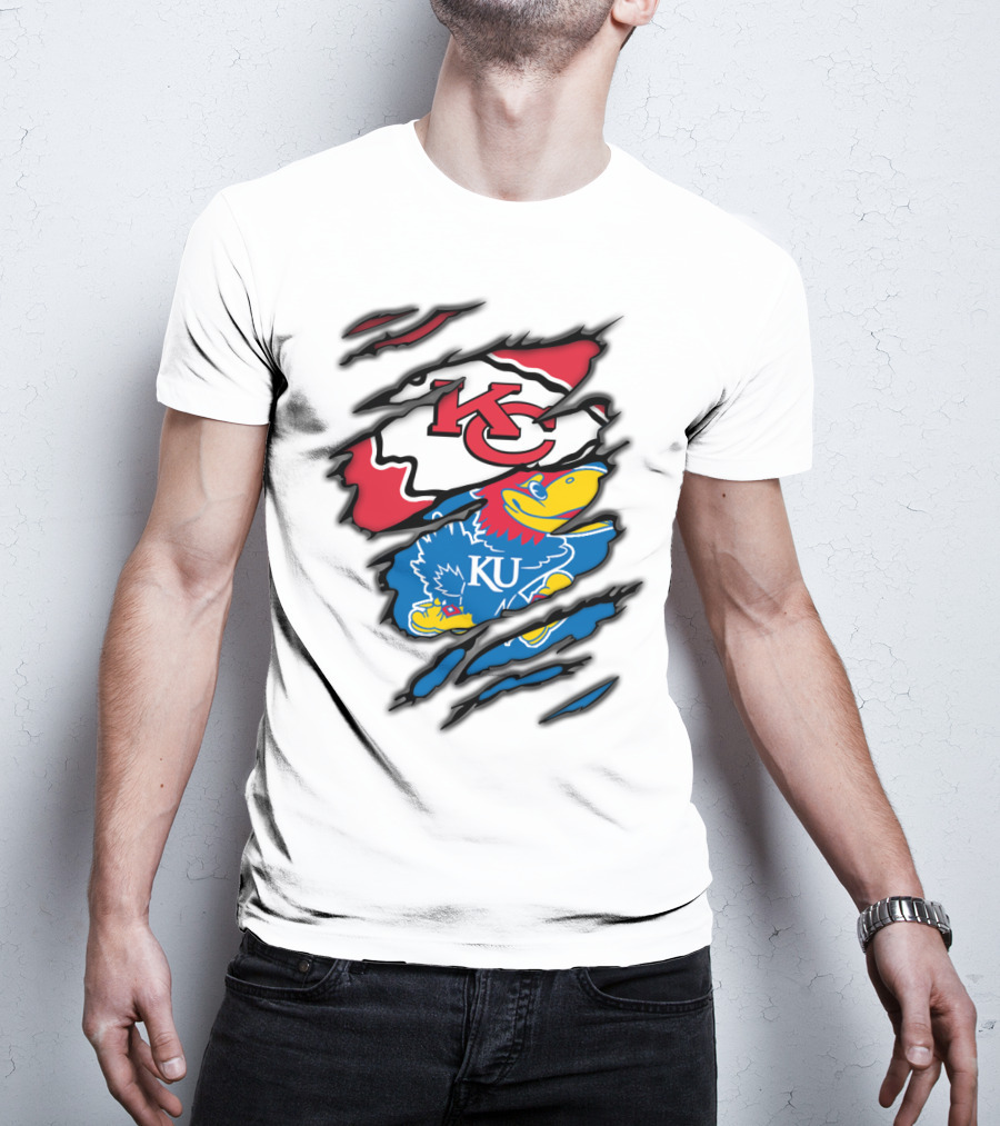 Kansas City Chiefs KU Jayhawks Logo Mashup T-Shirt