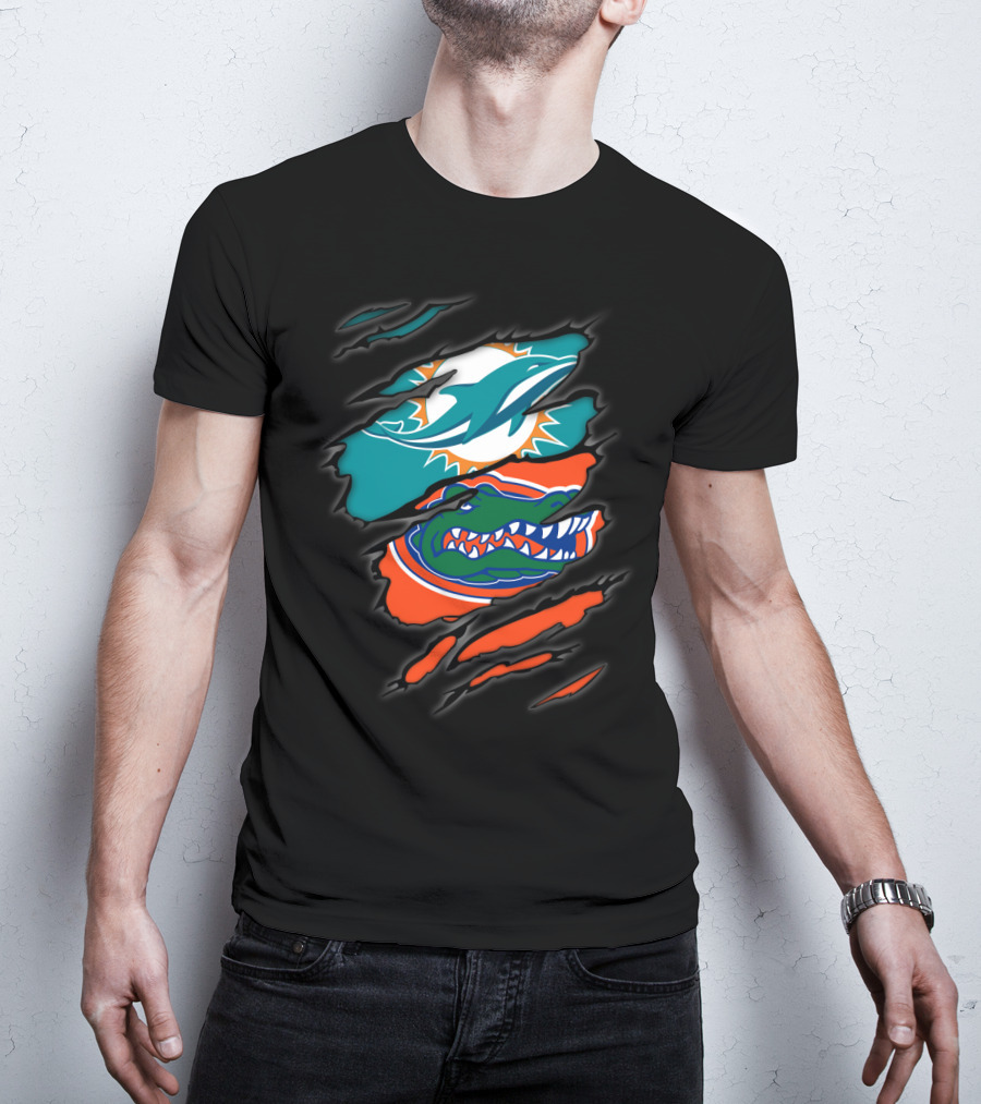 Miami Dolphins Florida Gators Torn Claw Marks T-Shirt