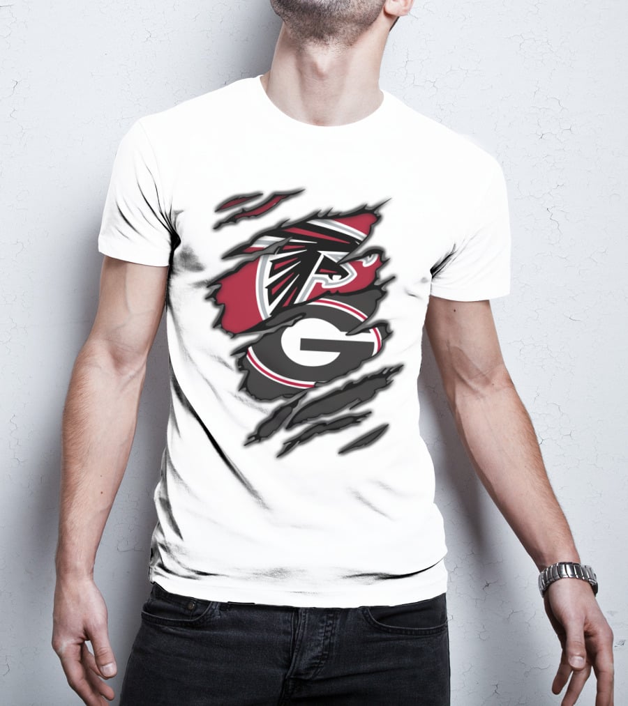 Atlanta Falcons Georgia Bulldogs Ripped Claw Marks T-Shirt