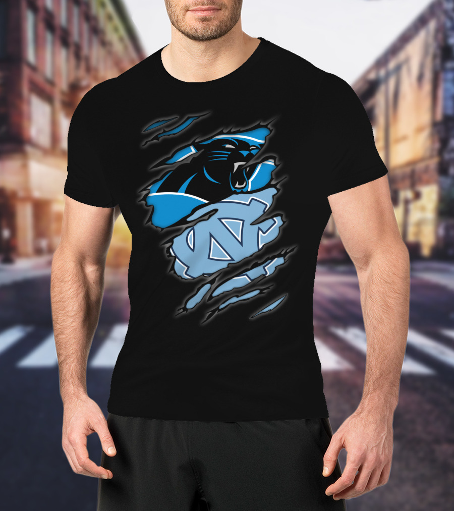 Panthers Tar Heels North Carolina Rip Effect T-Shirt