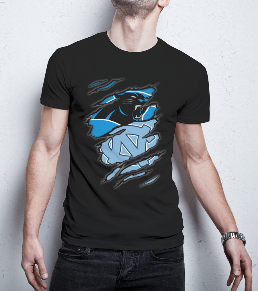 Panthers Tar Heels North Carolina Rip Effect T-Shirt
