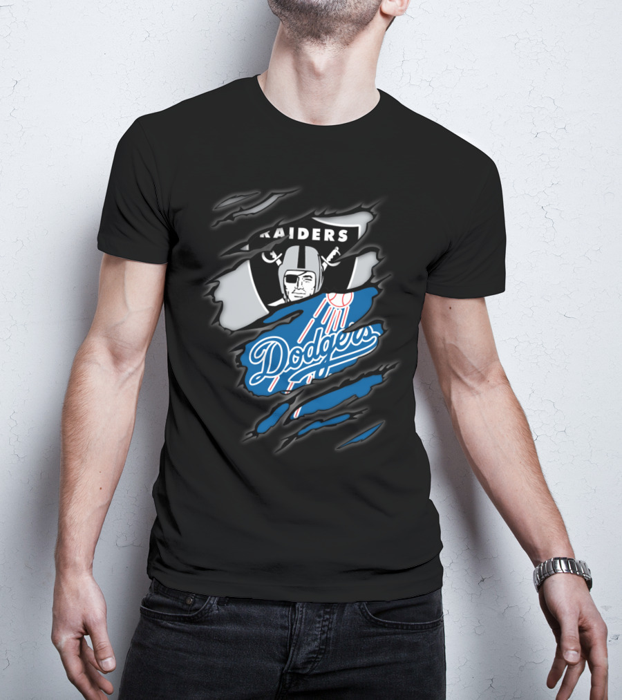 Raiders Dodgers Ripped Layers Fusion T-Shirt