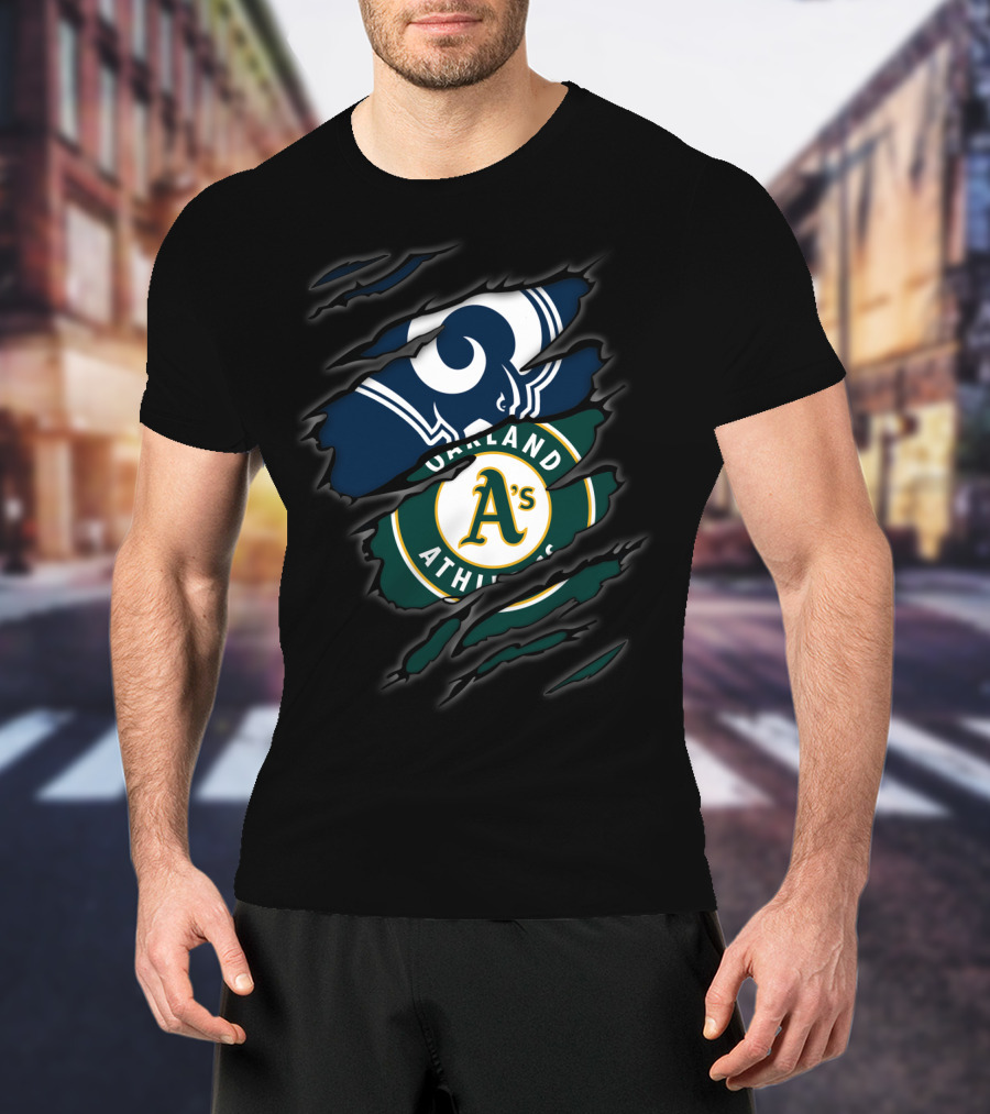 Rams Oakland Athletics A's Logo Fusion T-Shirt