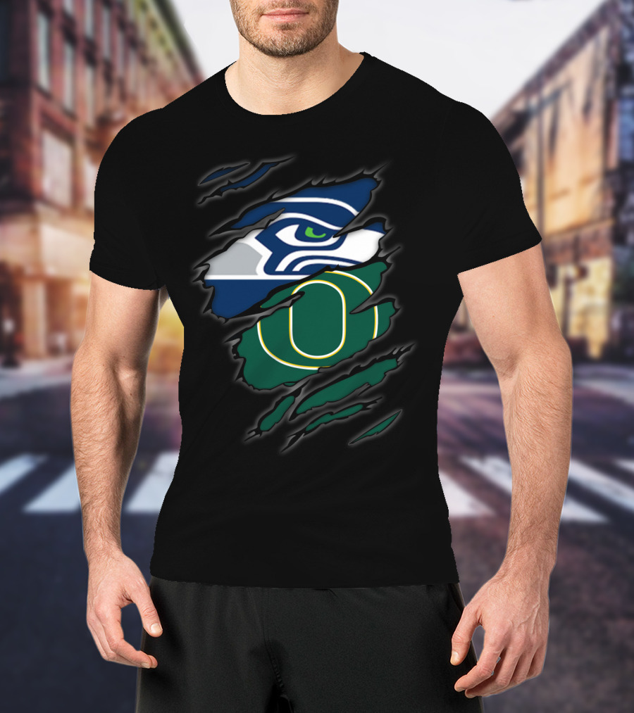 Seahawks Oregon Ducks Logo Mashup T-Shirt