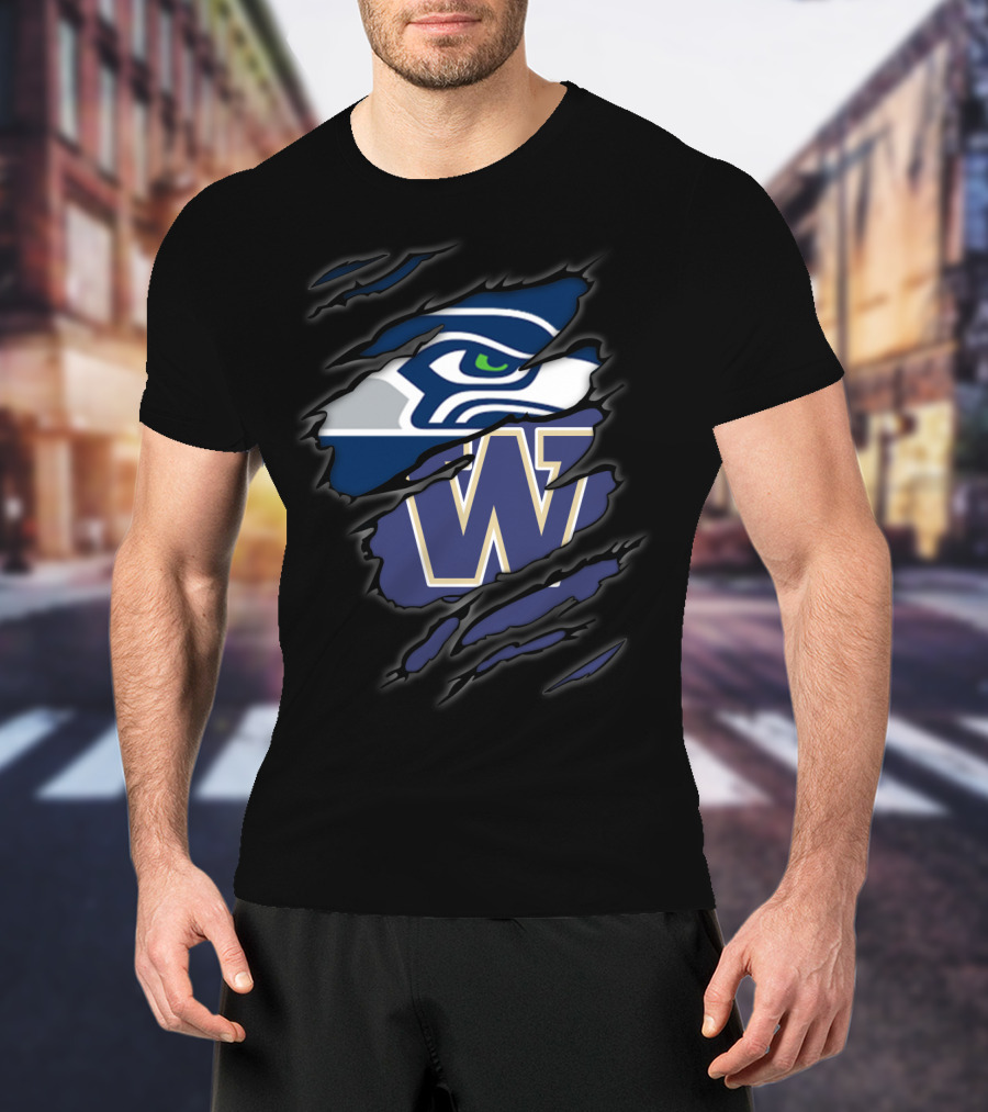 Seahawks Logo University Of Washington Huskies W Claws T-Shirt