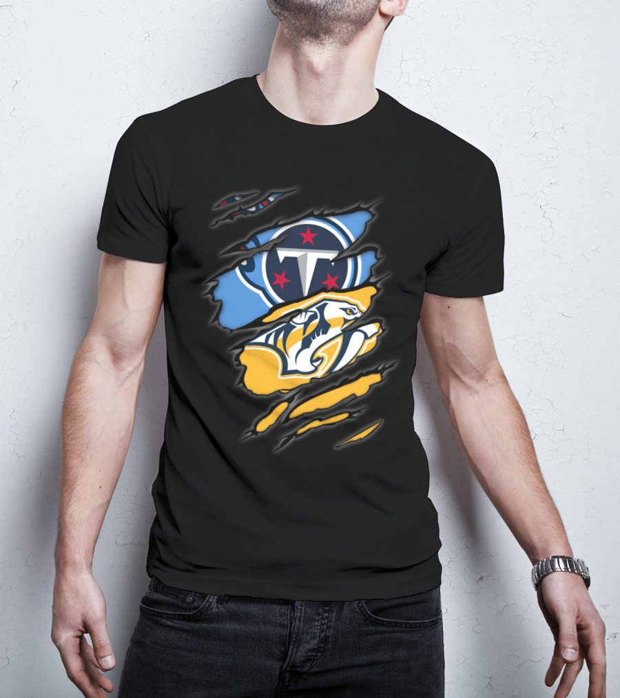 Titans Predators Logos Ripped T-Shirt