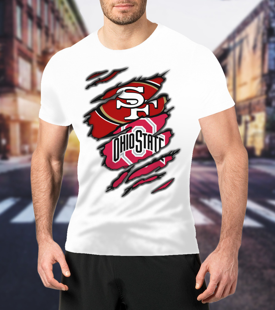 49ers SF Ohio State Buckeyes Logo Mashup T-Shirt