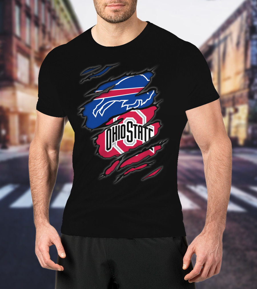 Bills Ohio State Torn Layered Emblem T-Shirt