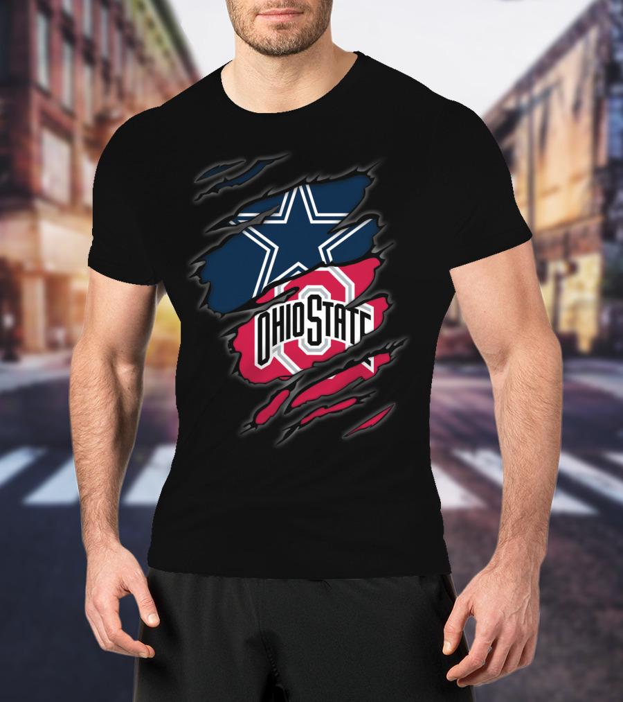 Dallas Cowboys Ohio State Buckeyes Fan Logo Mashup T-Shirt