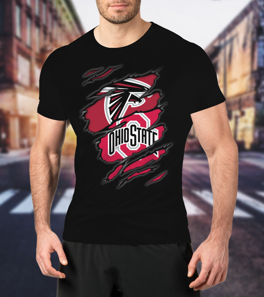 Falcons Ohio State Logo Ripped T-Shirt