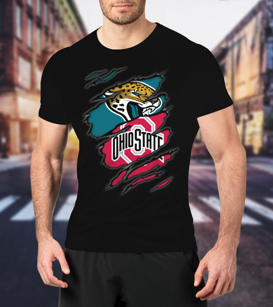 Jaguars Ohio State Claw Mark Logo Fusion T-Shirt