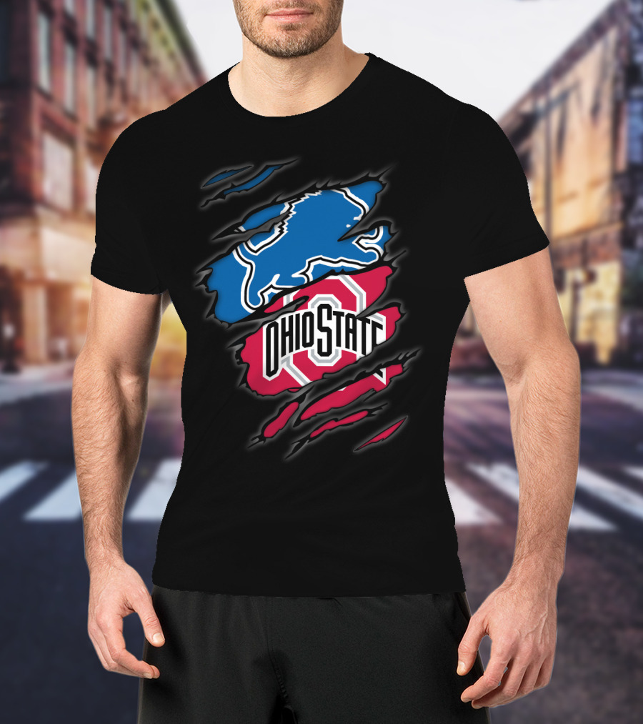 Detroit Lions Ohio State Buckeyes Fusion T-Shirt