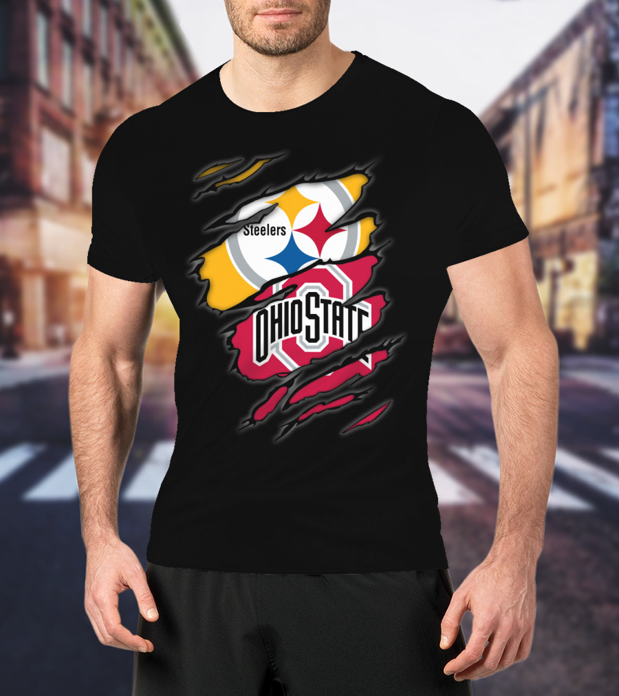 Steelers And Ohio State Logo Fusion T-Shirt