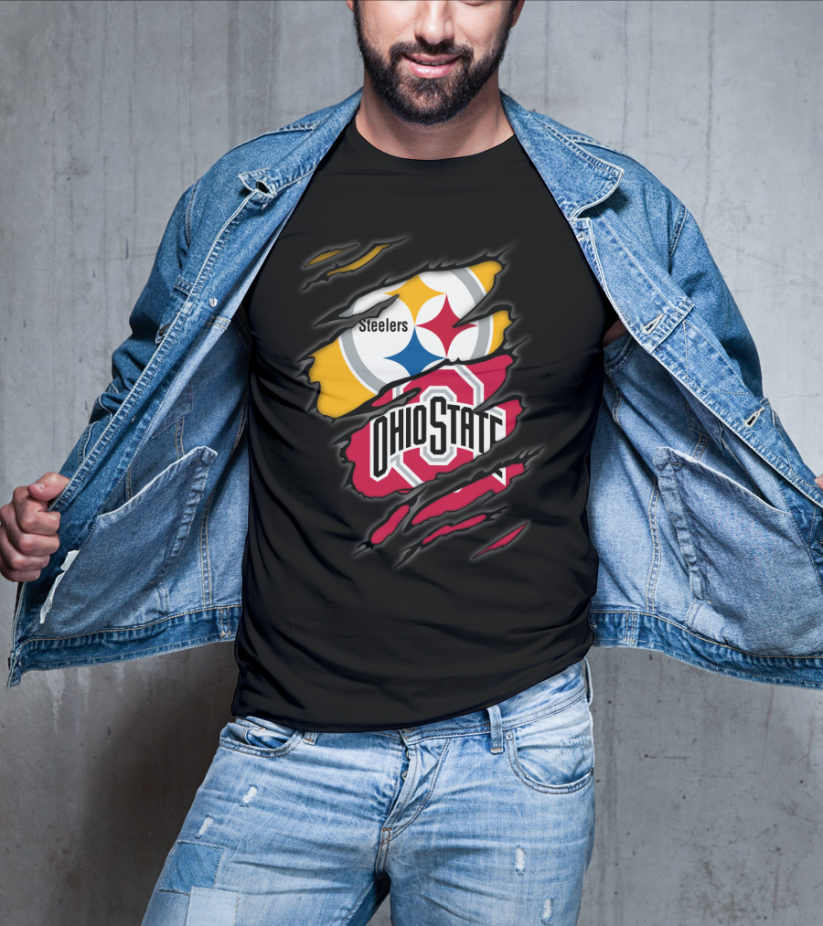 Steelers And Ohio State Logo Fusion T-Shirt