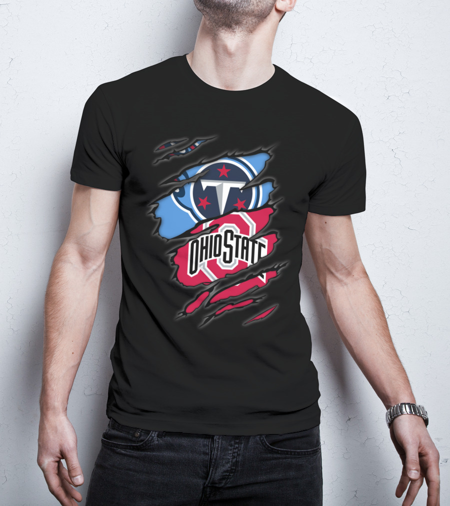 Titans Logo Ohio State Emblem Tear T-Shirt
