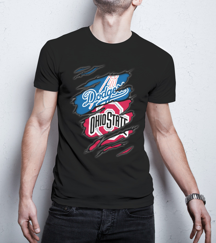 Dodgers Ohio State Hidden Logos Torn Reveal T-Shirt