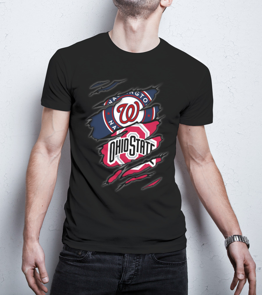 Washington Nationals Ohio State Buckeyes Logo Fusion T-Shirt
